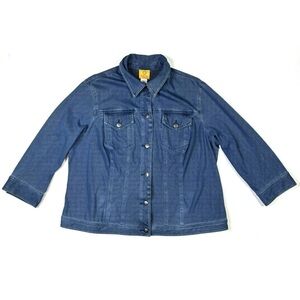 Ruby Rd Denim Jacket Women’s 18W Blue Jean Button Long Sleeve